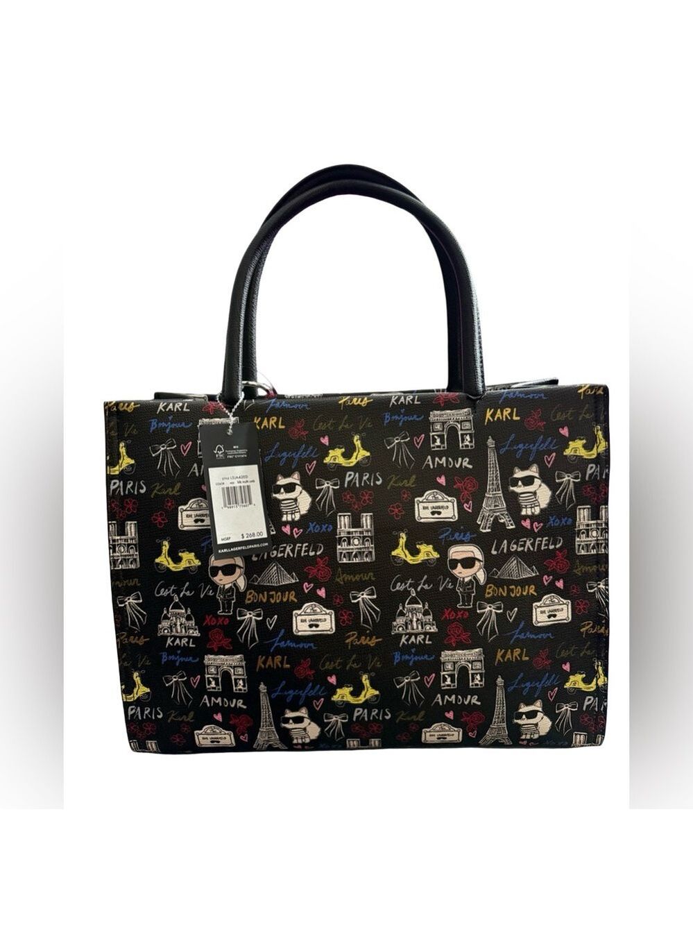 Karl Lagerfeld Paris Maybelle Satchel Tote Parisian Fashion Coquette NWT $268 - Picture 2 of 9